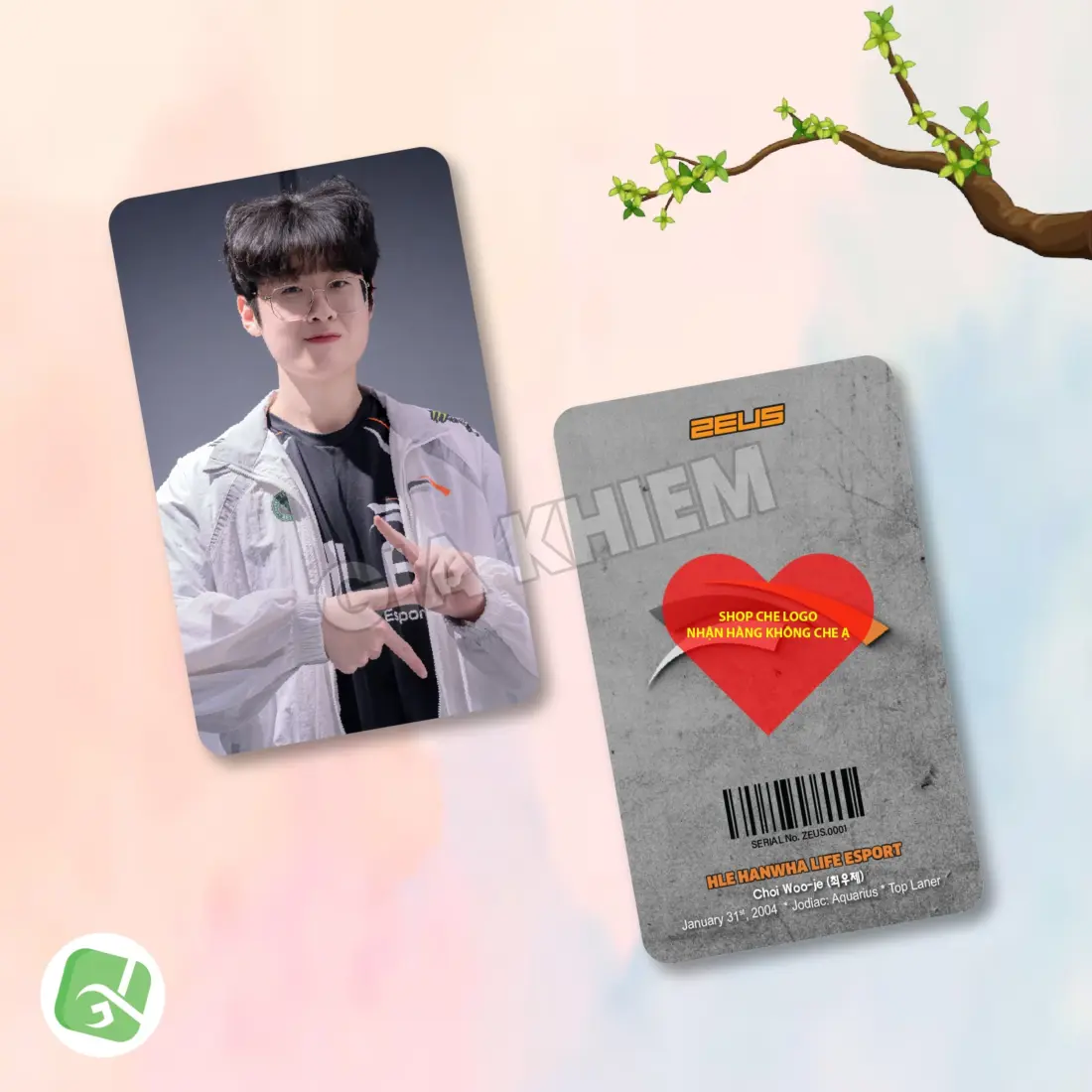 Photocard Hanwha Life Esports (HLE) với Zeus, Kanavi, Zeka, Viper và Delight. In sắc nét, màu đẹp, nhiều chất liệu giấy, phù hợp sưu tầm và trang trí.