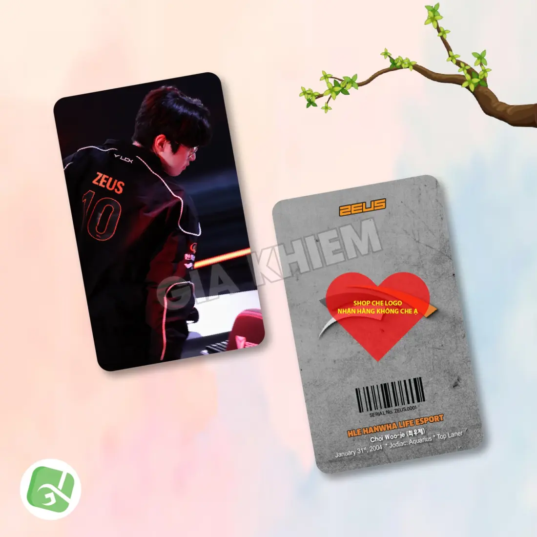 Photocard Hanwha Life Esports (HLE) với Zeus, Kanavi, Zeka, Viper và Delight. In sắc nét, màu đẹp, nhiều chất liệu giấy, phù hợp sưu tầm và trang trí.