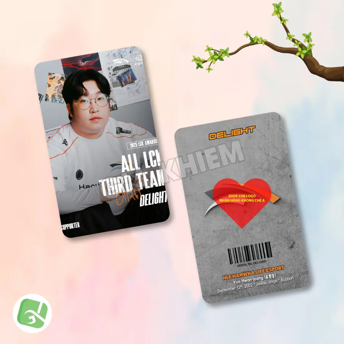 Photocard Hanwha Life Esports (HLE) với Zeus, Kanavi, Zeka, Viper và Delight. In sắc nét, màu đẹp, nhiều chất liệu giấy, phù hợp sưu tầm và trang trí.